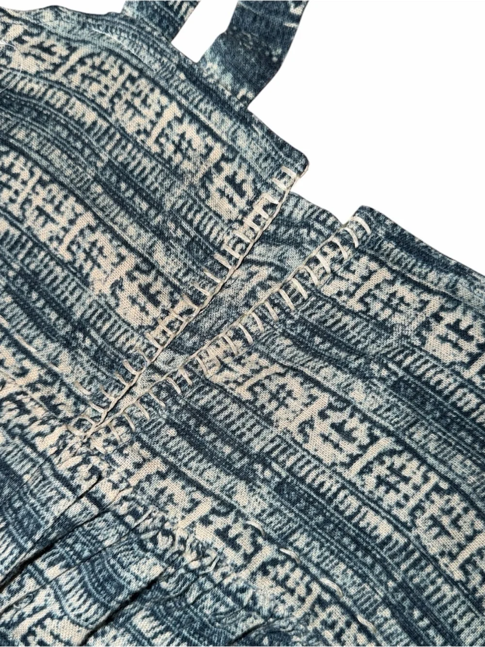 FREE PEOPLE Blue & White Boho Patterned Distressed Dress